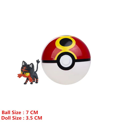 Pokemon Pokeball With Cartoon Movie Anime Figure Pikachu Charmander Eevee Squirtle Vulpix Quality Pet Action Model Toys Gifts