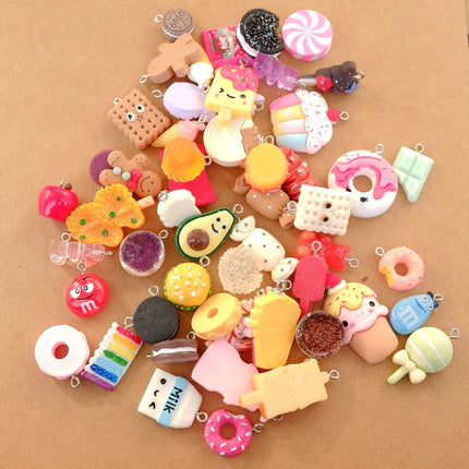 20/30/60/100Pcs/lot By Random Cake Candy Food Charms For Jewelry Making  Bracelets  Earrings Making Resin Flat Back Cabochon