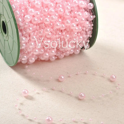 5 Meters Fishing Line Artificial Pearls Beads Chain Garland Flowers Wedding Party Home Decor Supply Ivory White Pink Light blue