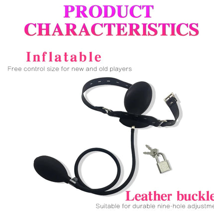 Flexible Size Silicone Mouth Gag BDSM Ball Accessory Plug Inflatable with Detachable Pump for Erotic Restraint Sex Game Play Toy
