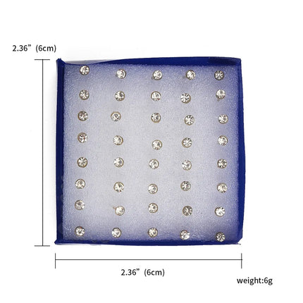 20pairs/set Crystal Stud Earrings Set colorful Plastic Earring for Women Silver Color Small Piercing Jewelry 2.5/3/4/5/6mm
