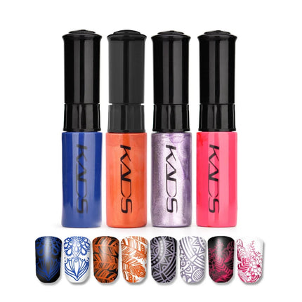 KADS 5/4 Pcs Stamping Varnish Set Nail Stamping Polish Kit Black Nail Art Polish Manicure Stamping Lacquer for Template Nails