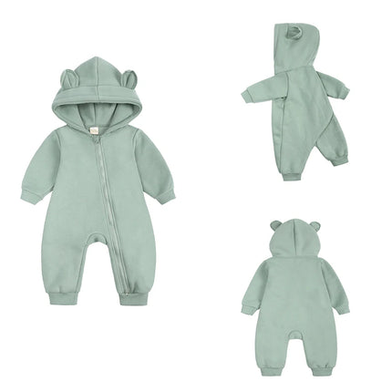 New Bodysuit For Newborn Rompers Baby Boys Girls Clothes Long Sleeve Solid Hoodies Bear Jumpsuit Costume Infant Onesies 3M-24M