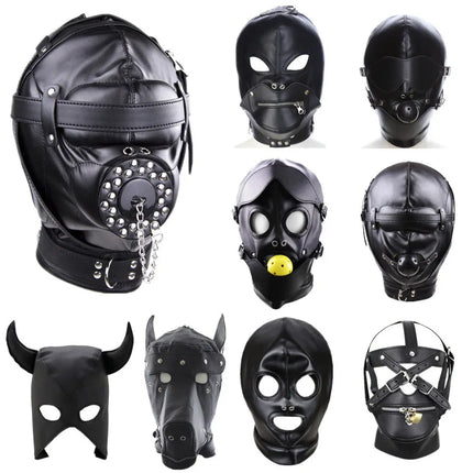 PU Leather Fetish Hood Headgear Sex Toys for Women BDSM Bondage Sex Mask Bdsm Toys Adult Games Sex Products for Adults