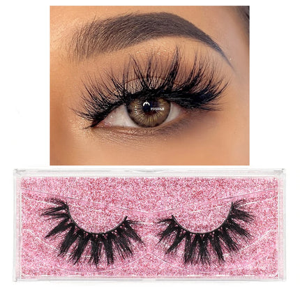 FOXESJI False Eyelashes 3D Mink Eye Lashes Strip Fluffy Dramatic Thick Cross Mink Eyelashes Soft Wispy Fake Eyelashes Extension