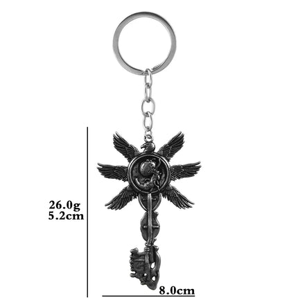 Game Residents Evils 8 Village Keychain Vintage Six-Winged Unborn Key Pendant Keyring For Men Women Bag Car Key Holder Jewelry