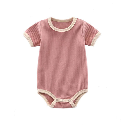 Summer Newborn Baby Romper Ribbed Infant Cotton Short Sleeve Body Suit Boy Girl Claasic Jumpsuits Baby Clothes 0-12M