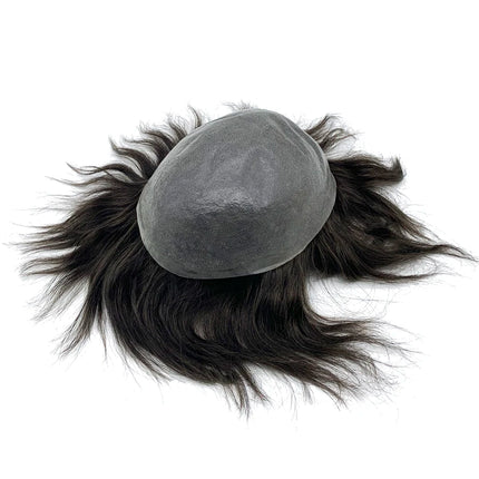 0.02-0.04mm Super Thin Skin Men's Toupee Natural Indian Human Hair Male Wig Prosthesis Hair System For Men Free Shipping