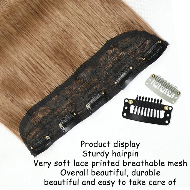 Synthetic Long Straight Clip-In One-Piece Hair Extension 5 Clips False Blonde Hair Brown Black Heat Resistant Fake Hair