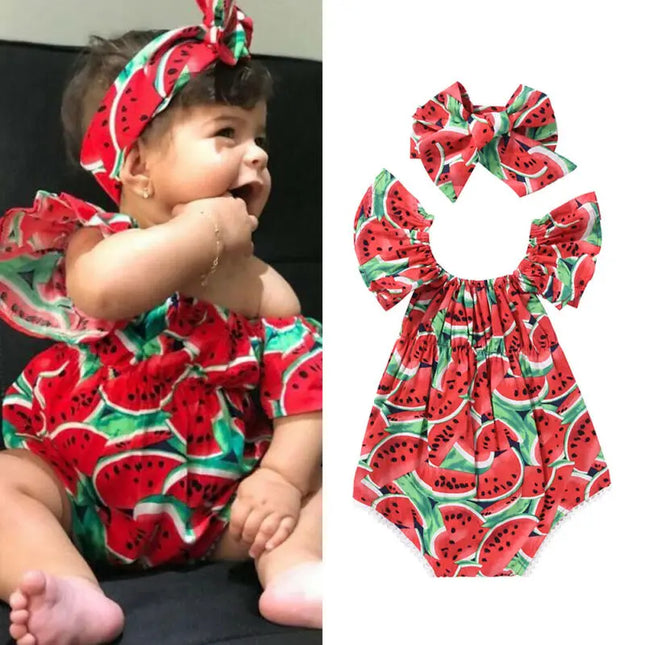 0-36months Infant Girl Romper Short Sleeve Watermelon Print Bodysuits For Baby Girls Summer Sweet Sunsuit