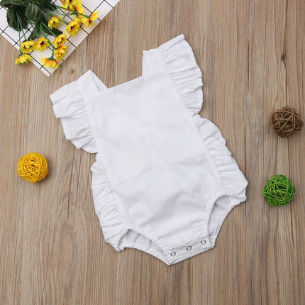 Citgeett Summer Newborn Baby Girl Bodysuit Ruffle Sleeveless Cute Solid Jumpsuit 4 Colors rUFFLE solid Fashion Outfits Sunsuit
