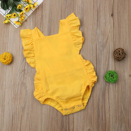 Citgeett Summer Newborn Baby Girl Bodysuit Ruffle Sleeveless Cute Solid Jumpsuit 4 Colors rUFFLE solid Fashion Outfits Sunsuit