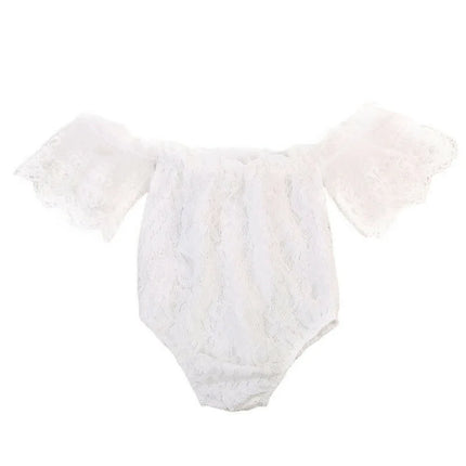 2019 Summer Cute Toddler Baby Girl Clothing White Lace Romper Sleeveless Off Shoulder Backless Jumpsuit Outfits Clothes 0-24M