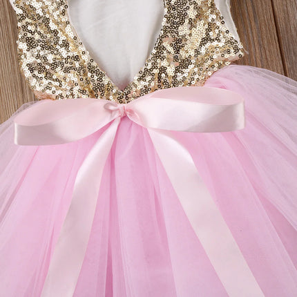Princess Kids Baby Dress For Girls Fancy Wedding Dress Sleeveless Sequins Party Birthday Baptism Dress For Girl Summer Dresses