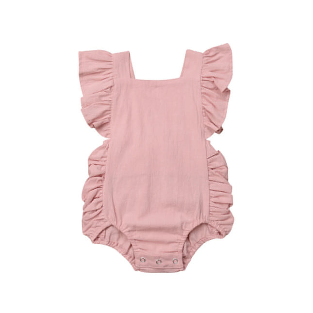 Citgeett Summer Newborn Baby Girl Bodysuit Ruffle Sleeveless Cute Solid Jumpsuit 4 Colors RUFFLE Solid Fashion Outfits Sunsuit