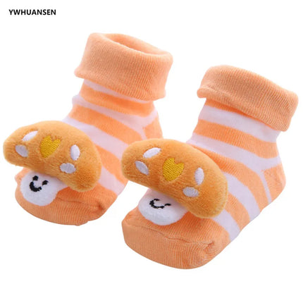 YWHUANSEN Toddler Cartoon Newborn Baby Girls Boys Anti-Slip Floor Socks Cute Infant Kids Animal Cotton Leg Warmers Striped Socks