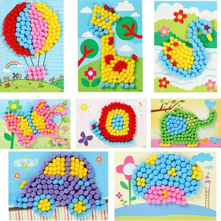 2 Pcs/Set Kids Plush Ball Painting Stickers Creative DIY Handmade Material Educational Toys Children Cartoon Puzzles Crafts Toy