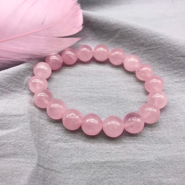 Wholesale Pink Rose Powder Crystal Quartz Natural Stone Stretch Bracelet Elastic Cord Pulsera Jewelry Beads Lovers Women Gift