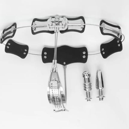 Adjustable Size Stainless Steel Female Chastity Belt, T-type Chastity lock, Chastity Device, Adult Game, Sex Toy, S085