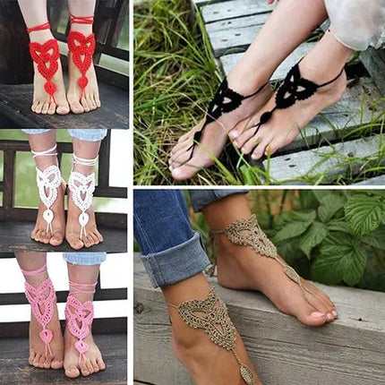 Hot Women Girl's Barefoot Anklet Crochet Cotton Ankle Chain Sandal Bracelet Foot Jewelry 6Y3J 7ELO BDWP