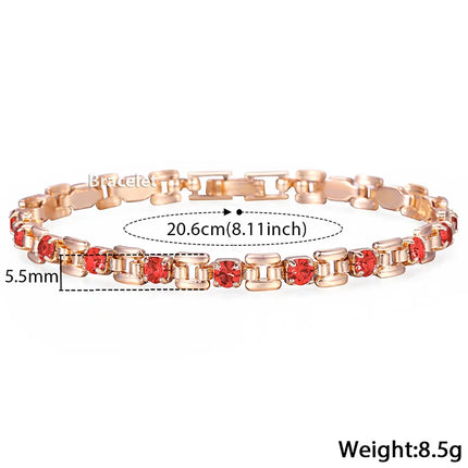 5.5mm 585 Rose Gold Color Bracelet For Womens Girls Square Bismark Gold Tone Cubic Zirconia Stone Link Bracelet  GB433