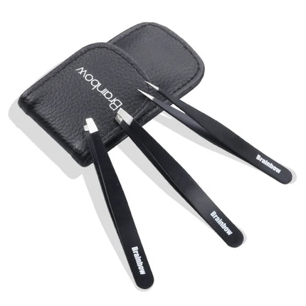Brainbow 3pcs Eyebrow Tweezer Set Stainless Steel Slant Tip/Point Tip/Flat Tip Eyes Tweezers For Face Hair Removal Make Up Tools