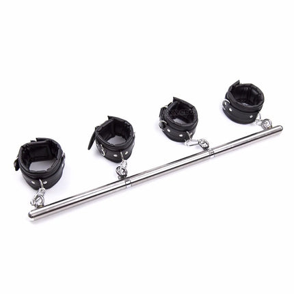 Puppy play Adjustable Stainless Steel Spreader Bar Set, Unisex Sex Slave collar Handcuffs Ankle Cuffs Fetish Restraints
