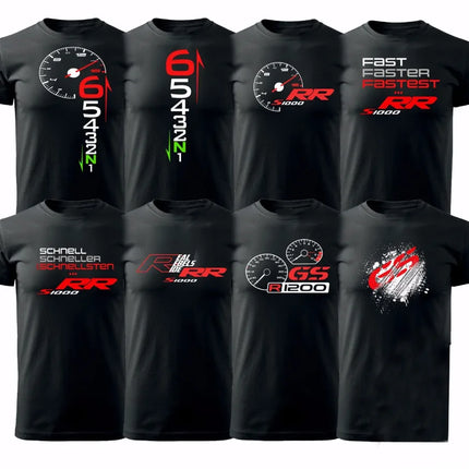 Hot Sale 100% Cotton Man Clothing Summer Tops T Shirt S1000Rr R1200Gs Usw... Logos In RW motorcycle Fan Biker Tee Shirt