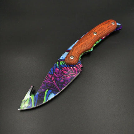 Real CS GO Counter Strike Tactical Straight Hunting Gut Knifes  Camping Sheath Survival Tiger Tooth