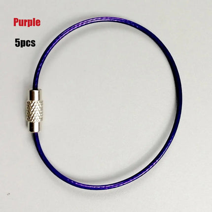 5Pcs Colorful EDC Stainless Steel Carabiner Keychain Key Holder Wire Keyrings Cable Rope Screw Locking Key Chain Outdoor Tools