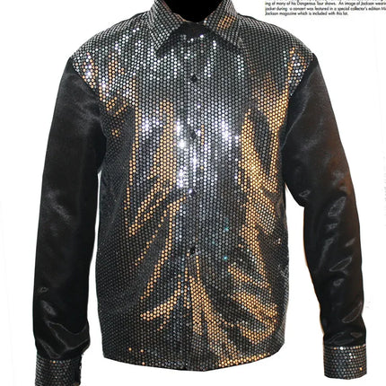 Rare Classic Show Cosplay MJ Michael Jackson Billie Jean sequin Black shirt in 1980's For Collection