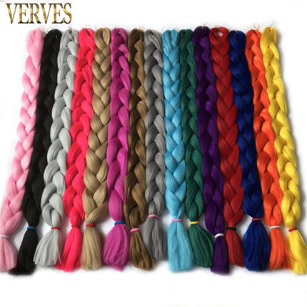 VERVES Braiding Hair Long 100 cm Folded Synthetic Jumbo Braids 165g/Piece Brown Black Pink Pure Color Braid Hair Extensions