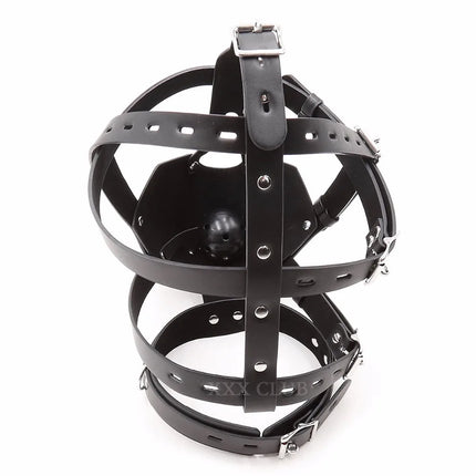 Thierry PU Leather Head Harness with Ball Gag,Sex Toys Strict Leather Muzzle for Adult Games Sex Roleplay