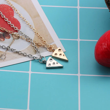 Cute Pizza Childhood Friendship Chain for Women Triangle Food Charms Necklace Best Friends Keychain BFF Jewelry Birthday Gifts