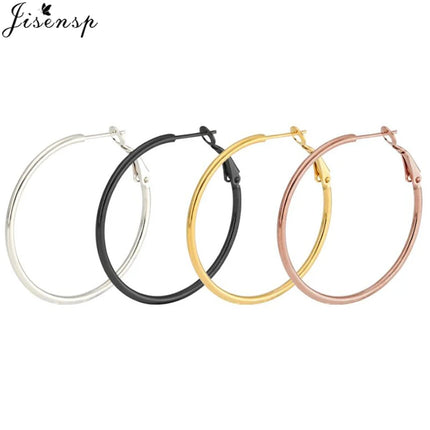 Jisensp 30/40/50/60mm Trendy Large Hoop Earrings Smooth Circle Earrings for Women Jewelry Hyperbole Oversizes Accessories