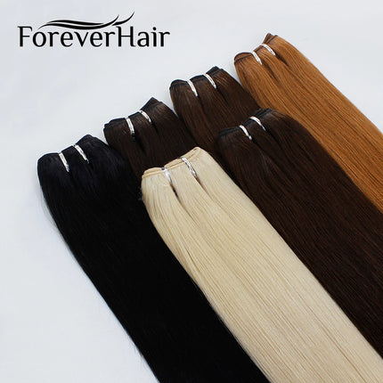 FOREVER HAIR 50g/pc 16" 18" 20" Remy Human Hair Weft Dark Brown European Straight Hair Extensions Natural Luxury Hair Weave