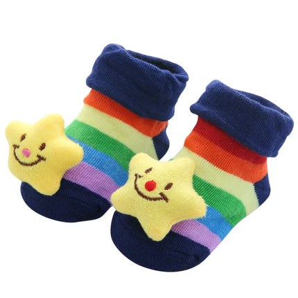 YWHUANSEN Toddler Cartoon Newborn Baby Girls Boys Anti-Slip Floor Socks Cute Infant Kids Animal Cotton Leg Warmers Striped Socks