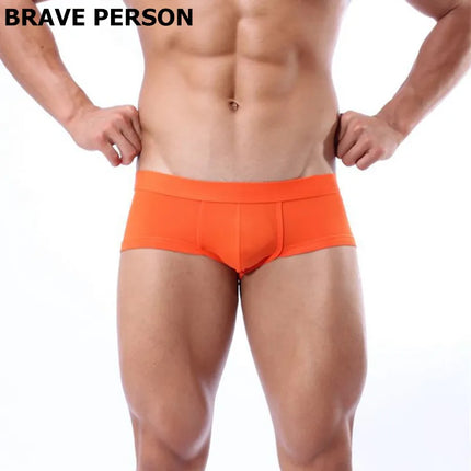 BRAVE PERSON Men's Low-Waist Nylon Boxer Shorts Underwear 4 Color Boxer Briefs High-Quality Comfortable Men's Trunks