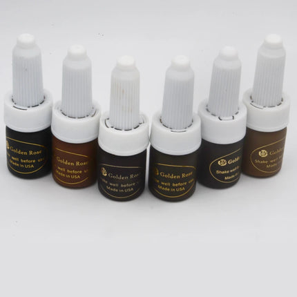 3pcs Deep dark brown Coffee Tattoo Ink Golden Rose Permanent Makeup Ink Pigment For Eyebrow Lip Tattoo with 12 Colors to Choose