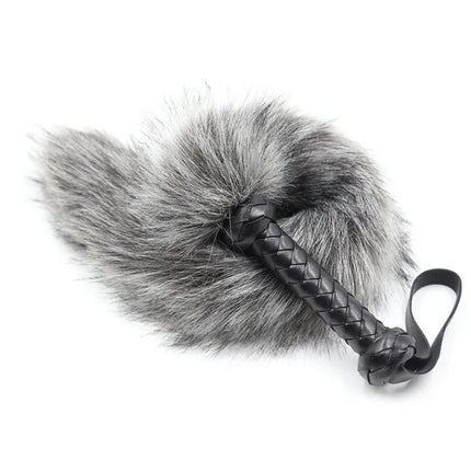 PU Leather Handle Fox Tail Fur Whip Fetish Spanking Paddle Bondage Flogger Whip BDSM Flirt Slave Erotic Sex Toys For Couples