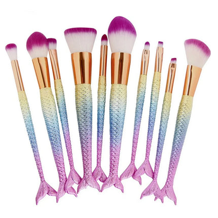 10 Pcs Fashion Makeup Brushes Set Foundation Powder Eyeshadow Eyeliner Lip Contour Blending Make Up Brushes Cosmetic Tools Kit