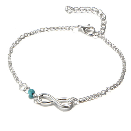 Infinite Double Jewelry Pendant Charm Bracelet Ladies Summer Anklet Fashion Jewelry Gifts Good Luck 8 Characters Beaded Anklet