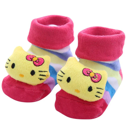 YWHUANSEN Toddler Cartoon Newborn Baby Girls Boys Anti-Slip Floor Socks Cute Infant Kids Animal Cotton Leg Warmers Striped Socks