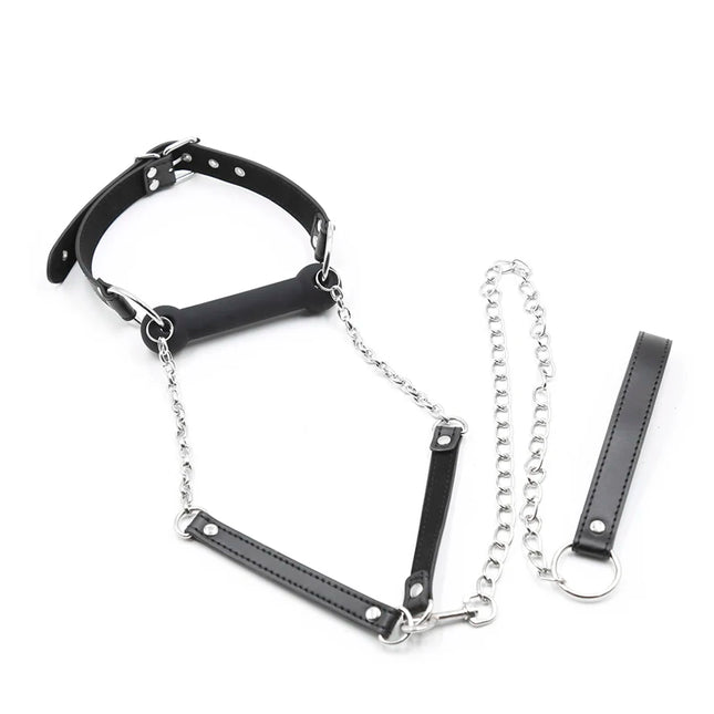 Thierry Silicone Bone Gag with Leash, Fetish SM Toys Bondage Open Mouth Gags,Adult Sex Toys For Couple Adult Games