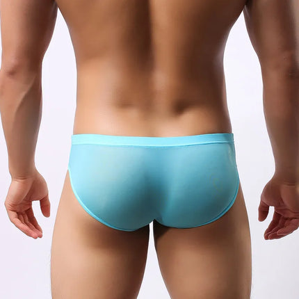 Men's underwear head U convex pocket ultra-thin transparent ice silk men's briefs fork low waist small three pants sexy shorts