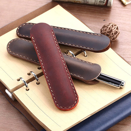 Handmade Genuine Leather Pen Bag, Cowhide Fountain Pen Case Holder, Vintage Retro Style Accessories For Travel Journal