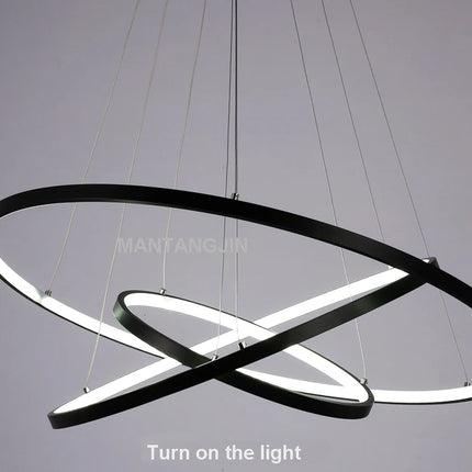 Black/White/Golden Modern pendant lights for living room dining room 4/3/2/1 Circle Rings acrylic aluminum body LED pendant Lamp