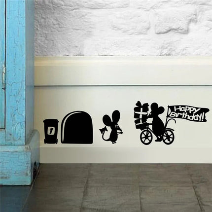 Funny Mouse Hole Wall Stickers Kitchen Bedroom Baseboard Home Decoration 3d Vinyl Wall Decals Diy Cartoon Rat Animal Mural Art