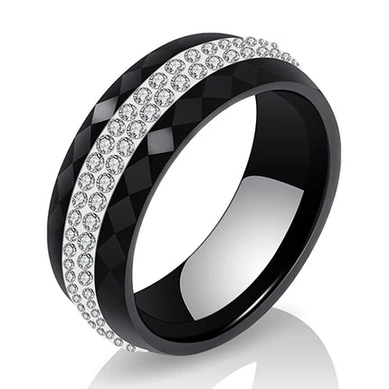 High Qulity Women Jewelry Ring Wholesale Black And White Simple Style Comly Crystal Ceramic Rings for Women