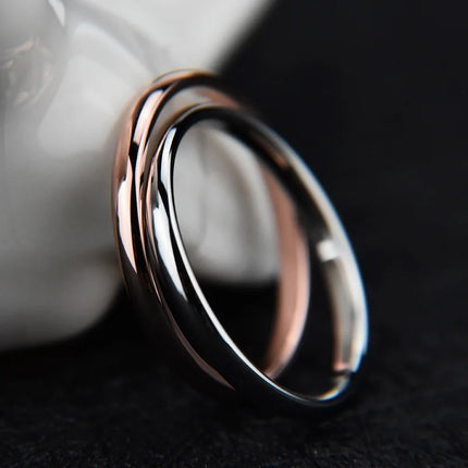 Letdiffery Simple 2/4/6/8mm Stainless Steel Wedding Rings Golden Smooth Women Men Couple Ring Fashion Jewelry